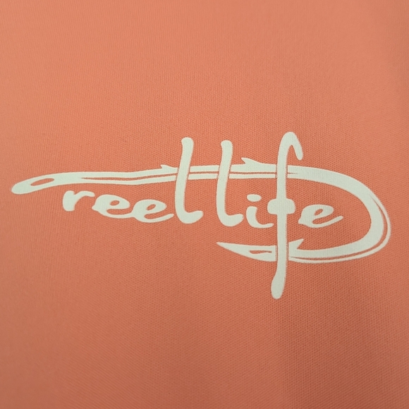 REEL LIFE Fishing Rashguard Lake View SPF50 Long Sleeve Coral Sun Defender Large - Picture 6 of 8